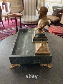 Bronze and Marble Inkwell Empire Signed Thomire