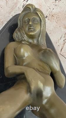 Bronze and Marble Sculpture of a Sensual Nude Woman, Signed Sexy Art