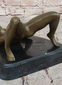 Bronze and Marble Sculpture of a Sensual Nude Woman, Signed Sexy Art