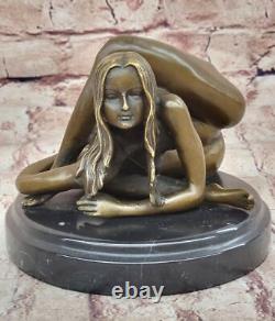Bronze and Marble Statue Sculpture No. Signed Erotic Nude Woman