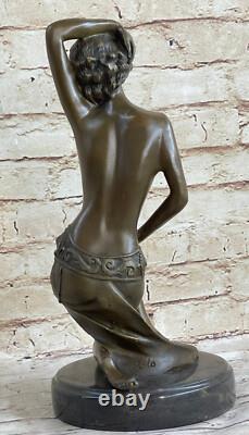 Bronze and Marble Statue Sculpture of a Sensual Naked Woman Signed Art Sexy