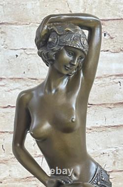 Bronze and Marble Statue Sculpture of a Sensual Naked Woman Signed Art Sexy