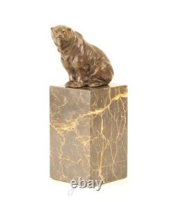 Bronze bear sculpture on a black marble base after Milo