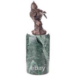 Bronze bird sculpture on green marble after Milo