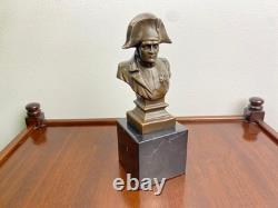 Bronze bust of Napoleon on a black marble base after A. Canova