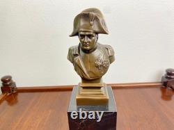 Bronze bust of Napoleon on a black marble base after A. Canova