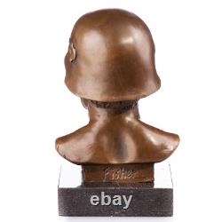Bronze bust of a soldier on black marble After Fisher