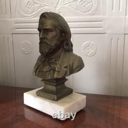 Bronze bust on marble by P. Dupont, Lyon, decorative clock or French antique mantel clock