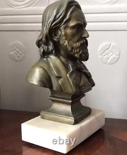 Bronze bust on marble by P. Dupont, Lyon, decorative clock or French antique mantel clock