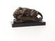 Bronze Cougar Statue By The Pool On A Black Marble Base, Signed