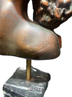 Bronze on marble base signed A. Hair