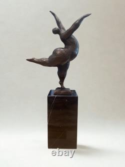 Bronze sculpture after Milo Dancer Modern Art Marble base 33cm