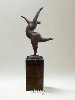 Bronze sculpture after Milo Dancer Modern Art Marble base 33cm