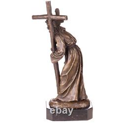 Bronze sculpture of Jesus with cross on black marble after Valli