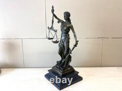 Bronze sculpture of Justitia on a black marble base after Mayer
