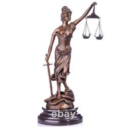 Bronze sculpture of Justitia on a black marble base after Mayer