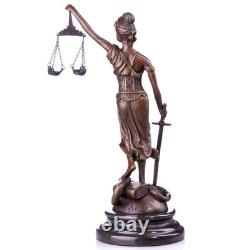 Bronze sculpture of Justitia on a black marble base after Mayer