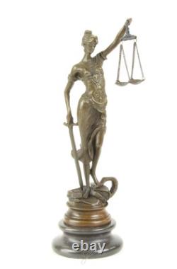 Bronze sculpture of Justitia on a black marble base after Mayer