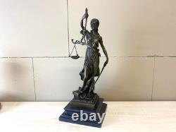 Bronze sculpture of Justitia on a black marble base after Mayer