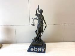 Bronze sculpture of Justitia on a black marble base after Mayer