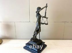 Bronze sculpture of Justitia on a black marble base after Mayer
