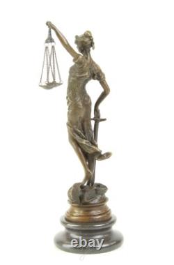 Bronze sculpture of Justitia on a black marble base after Mayer