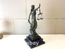 Bronze sculpture of Justitia on a black marble base after Mayer