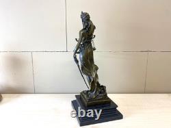 Bronze sculpture of Justitia on a black marble base after Mayer