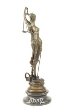 Bronze sculpture of Justitia on a black marble base after Mayer