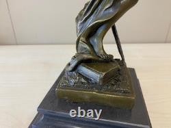 Bronze sculpture of Justitia on a black marble base after Mayer