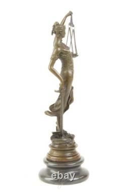 Bronze sculpture of Justitia on a black marble base after Mayer