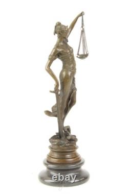 Bronze sculpture of Justitia on a black marble base after Mayer