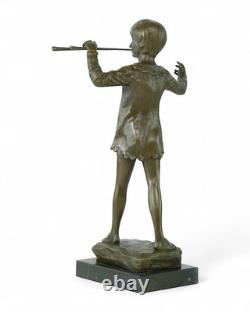 Bronze sculpture of Peter Pan on a marble base after George Frampton
