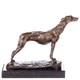 Bronze Sculpture Of A Hunting Dog / Greyhound On A Black Marble Base After Barye