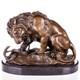 Bronze Sculpture Of A Lion With A Serpent On A Marble Base After Barye