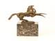 Bronze Sculpture Of A Modern Harnessed Horse On A Marble Base, Signed
