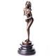 Bronze Sculpture Of A Naked Woman On A Black Marble Pedestal Signed