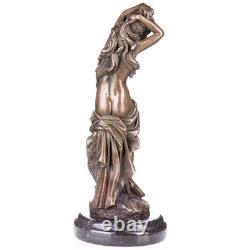 Bronze sculpture of a naked woman on a marble pedestal after G. Bologna