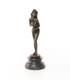 Bronze Sculpture Of A Nude Woman On A Black Marble Pedestal Signed