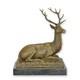 Bronze Sculpture Of A Reclining Deer On A Black Marble Base After Milo