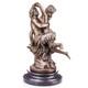 Bronze Sculpture Of A Satyr And A Nymph On Black Marble After Milo