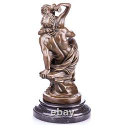 Bronze sculpture of a satyr and a nymph on black marble after Milo