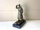Bronze Sculpture Of A Soldier On Skis On A Black Marble Base Signed