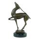 Bronze Sculpture Of An Antelope On Black Marble After Marcel Bouraine