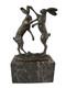 Bronze Sculpture Of Two Rabbits In Combat On A Marble Base After Nick