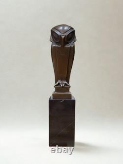 Bronze sculpture signed Coenrad Stylized owl Marble base Paris