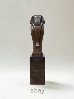 Bronze sculpture signed Coenrad Stylized owl Marble base Paris