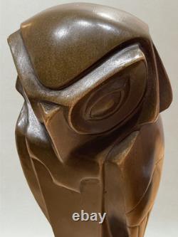 Bronze sculpture signed Coenrad Stylized owl Marble base Paris