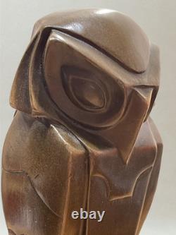 Bronze sculpture signed Coenrad Stylized owl Marble base Paris