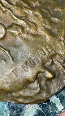 Bronze sculpture signed Pierre-Jules MENE on a green marble base